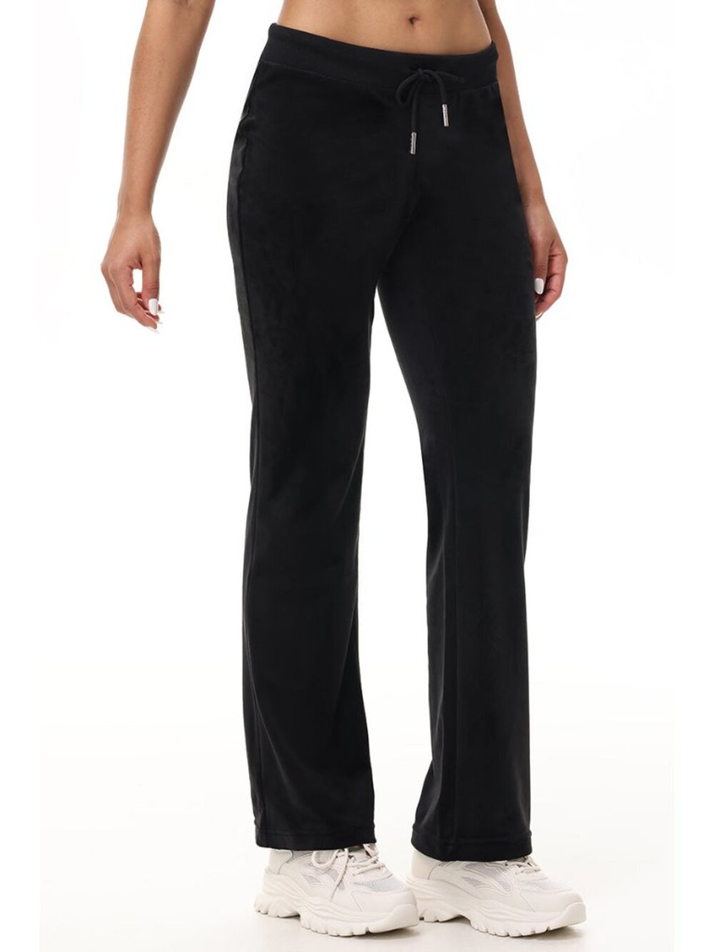 Juicy Couture OG Big Bling Velour Track Pants Rhinestone Stretchy Plush Black M